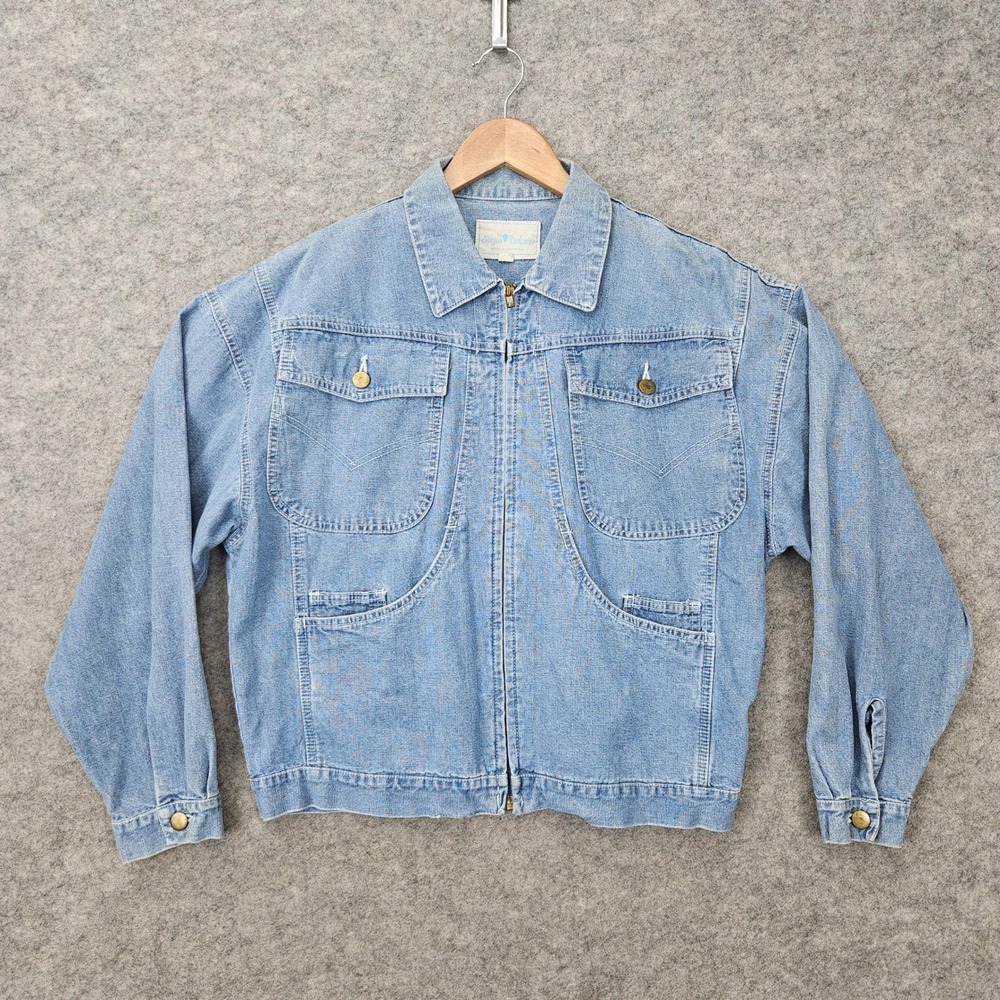 Sergio Valente Women's Blue Denim Jacket Size M 100% Cotton Zip Up Vintage 80s